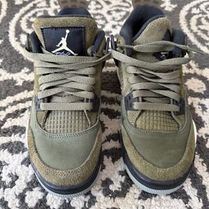 Jordan Retro 4 kids Olive Green Sneakers